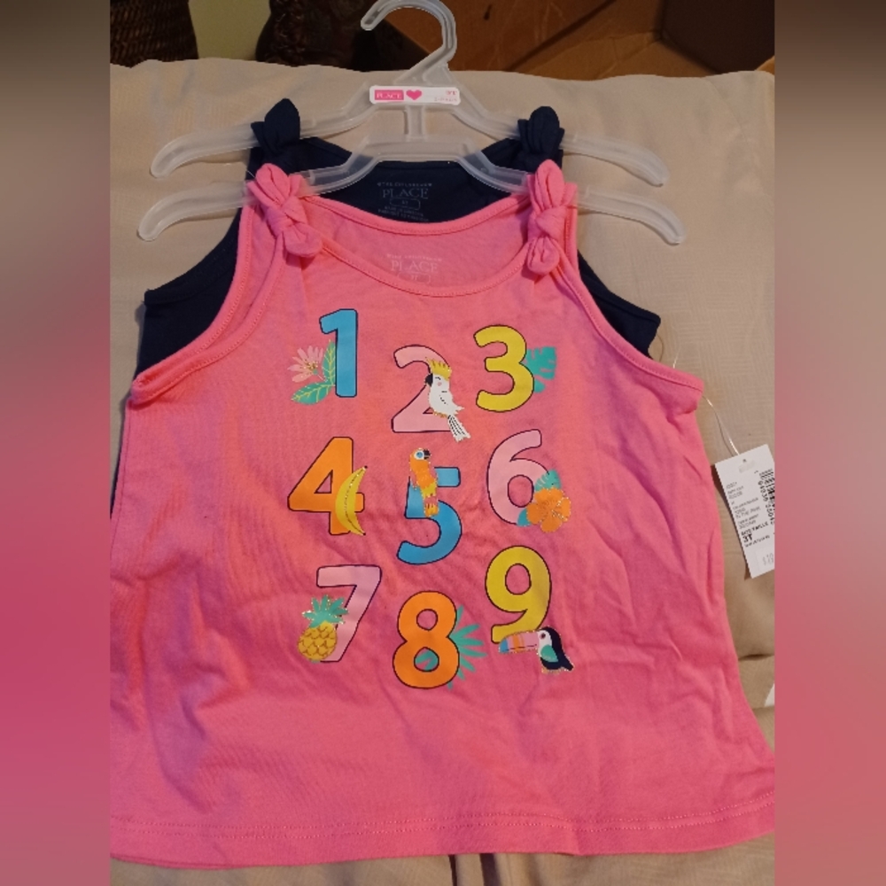 Pink and Navy Kids Tank Top Set